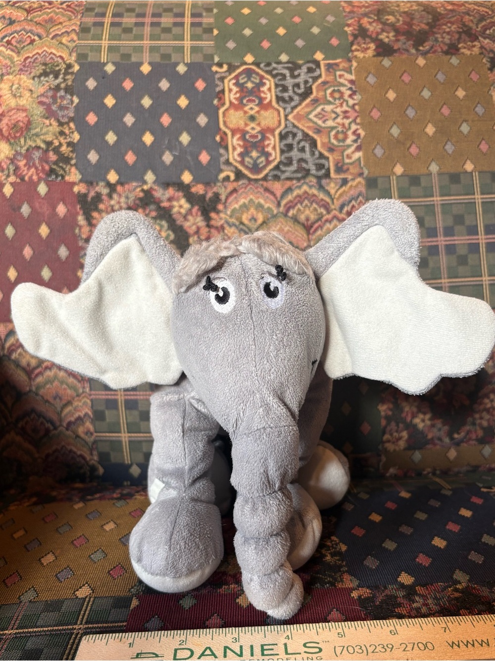 Dr. Seuss Horton Elephant Plush 2007 Manhattan Toy Soft Stuffed Animal Gray